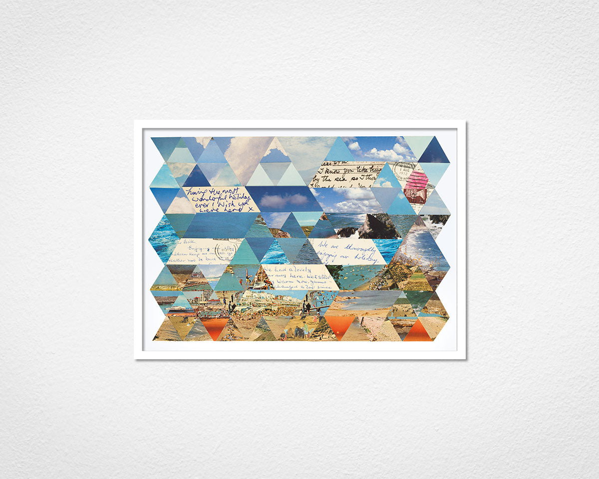 ‘Having the most wonderful holiday ever’ Triangles - image of framed print by Glen Middleham in white frame