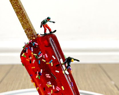 Detail of 'Ice Lolly Snowboarding' original art by Glen Middleham