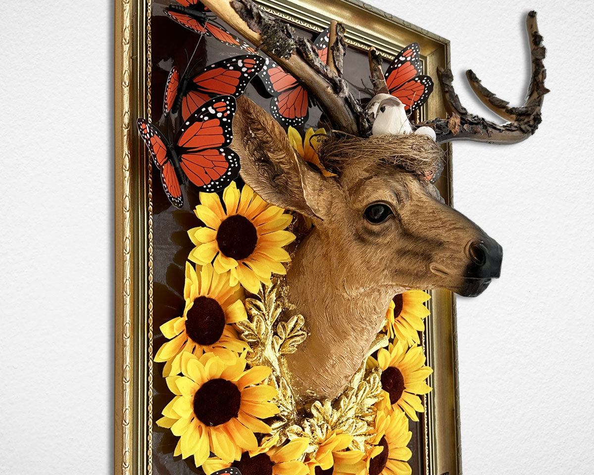 'My Monarch' artwork featuring a deer and butterflies by Glen Middleham