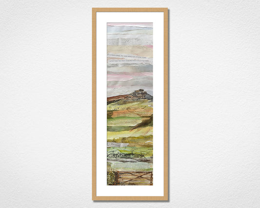 Original Dartmoor National Park Collage art by Glen Middleham featuring excerpts from The West Wind poem by John Masefield