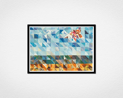 Sand, Sea and Sky Triangles - image of framed print by Glen Middleham in black frame