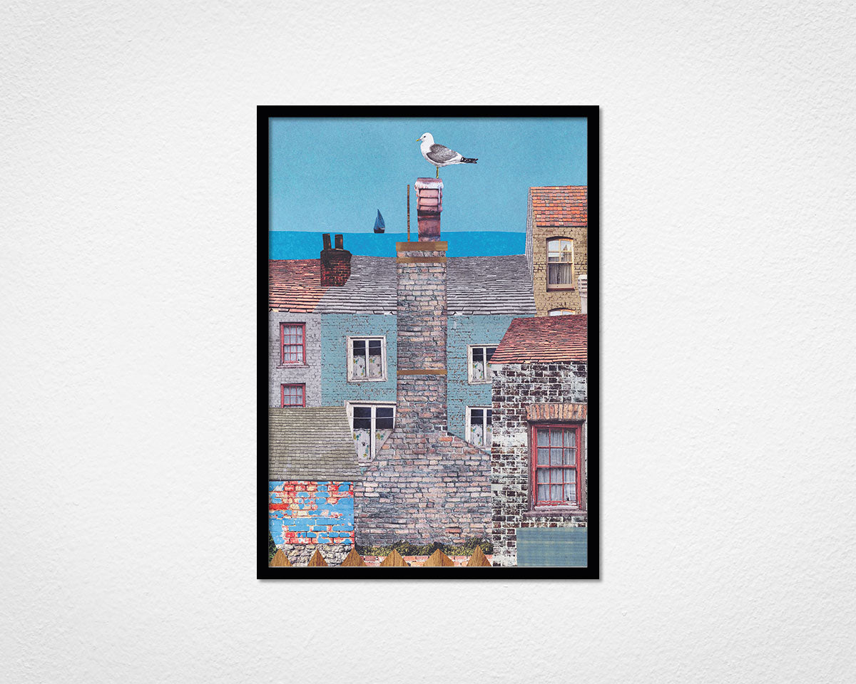 Sea View - image of framed print by Glen Middleham in black frame