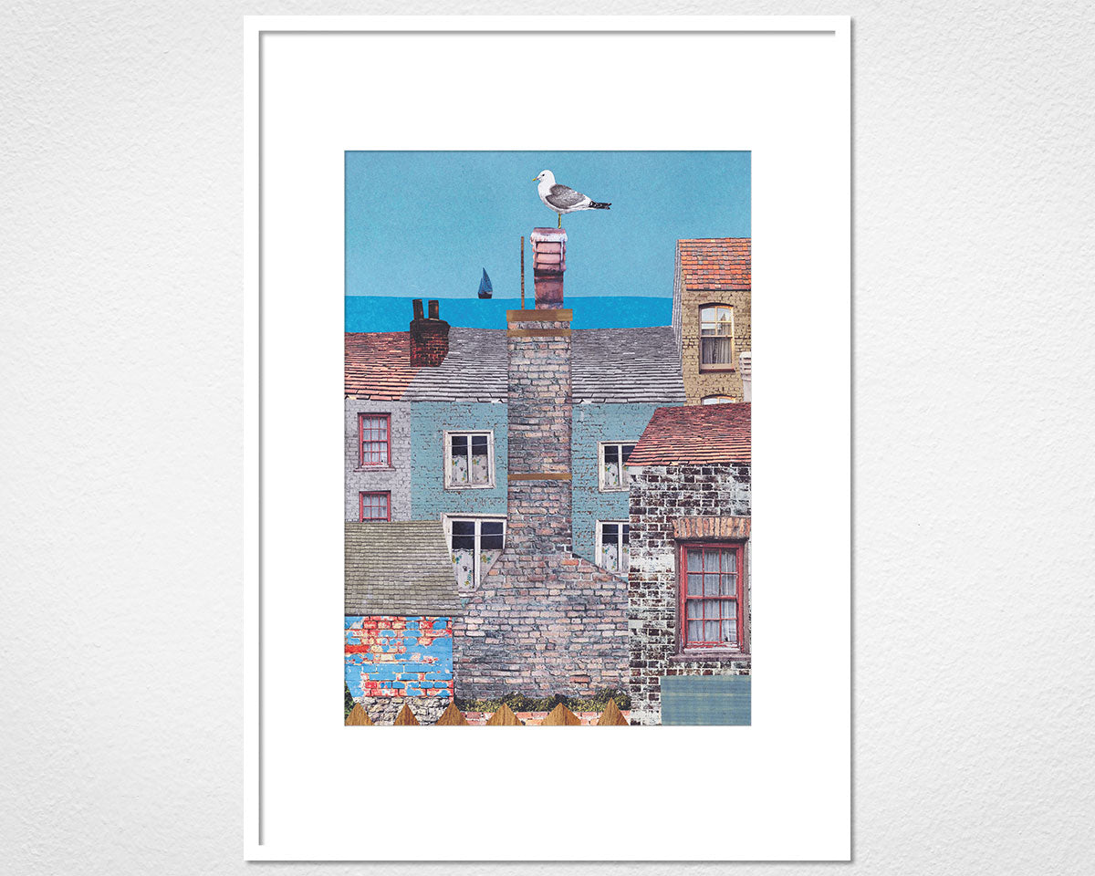 Sea View - image of mounted print by Glen Middleham in white frame