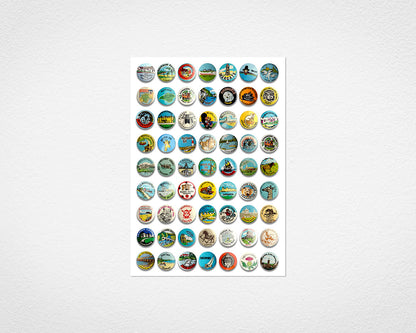 Souvenir Badges - image of print by Glen Middleham