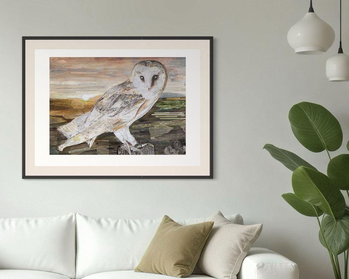 Framed 'The Barn Owl' giclee fine art print - Glen Middleham - Jam Contemporary Art x Barn Owl Trust