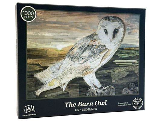 Jigsaw puzzle featuring a barn owl design produced by Jam Contemporary Art and the Barn Owl Trust