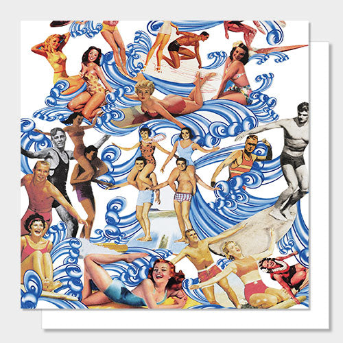 Image of the Vintage Surfers collage greetings card