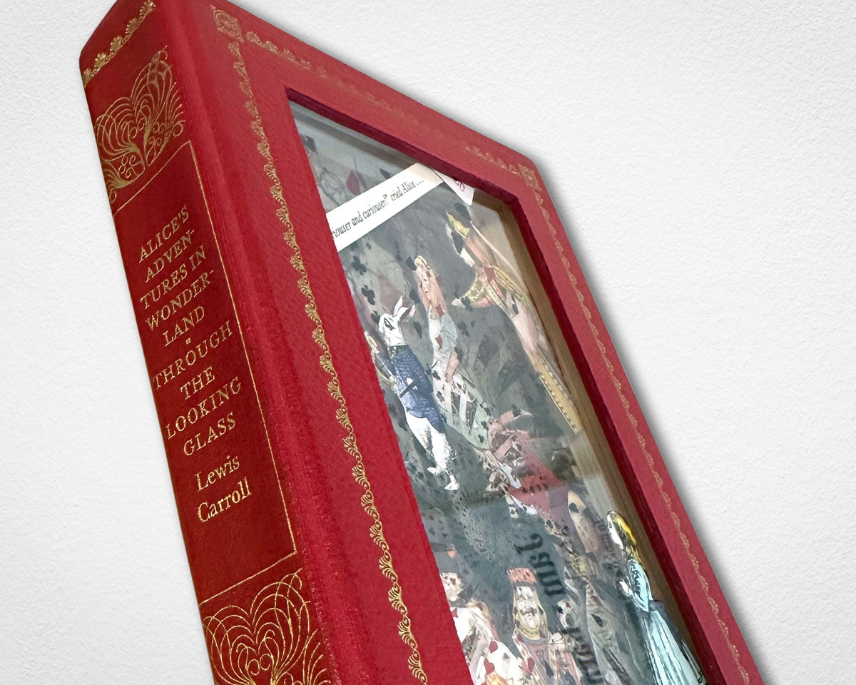 Detail of the Alice in Wonderland paper cut vintage book diorama