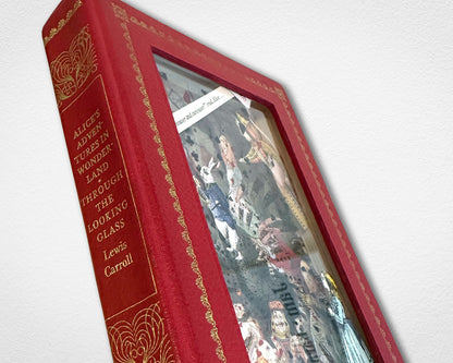 Detail of the Alice in Wonderland paper cut vintage book diorama