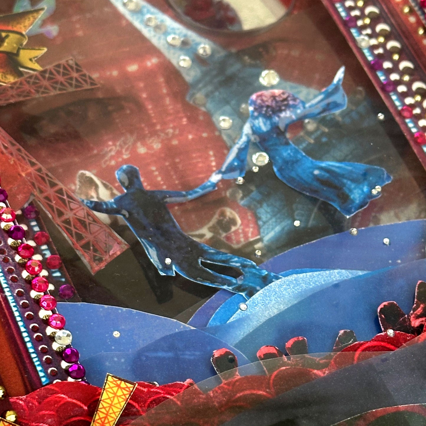 Diorama made using a vintage book celebrating Moulin Rouge and David Bowie