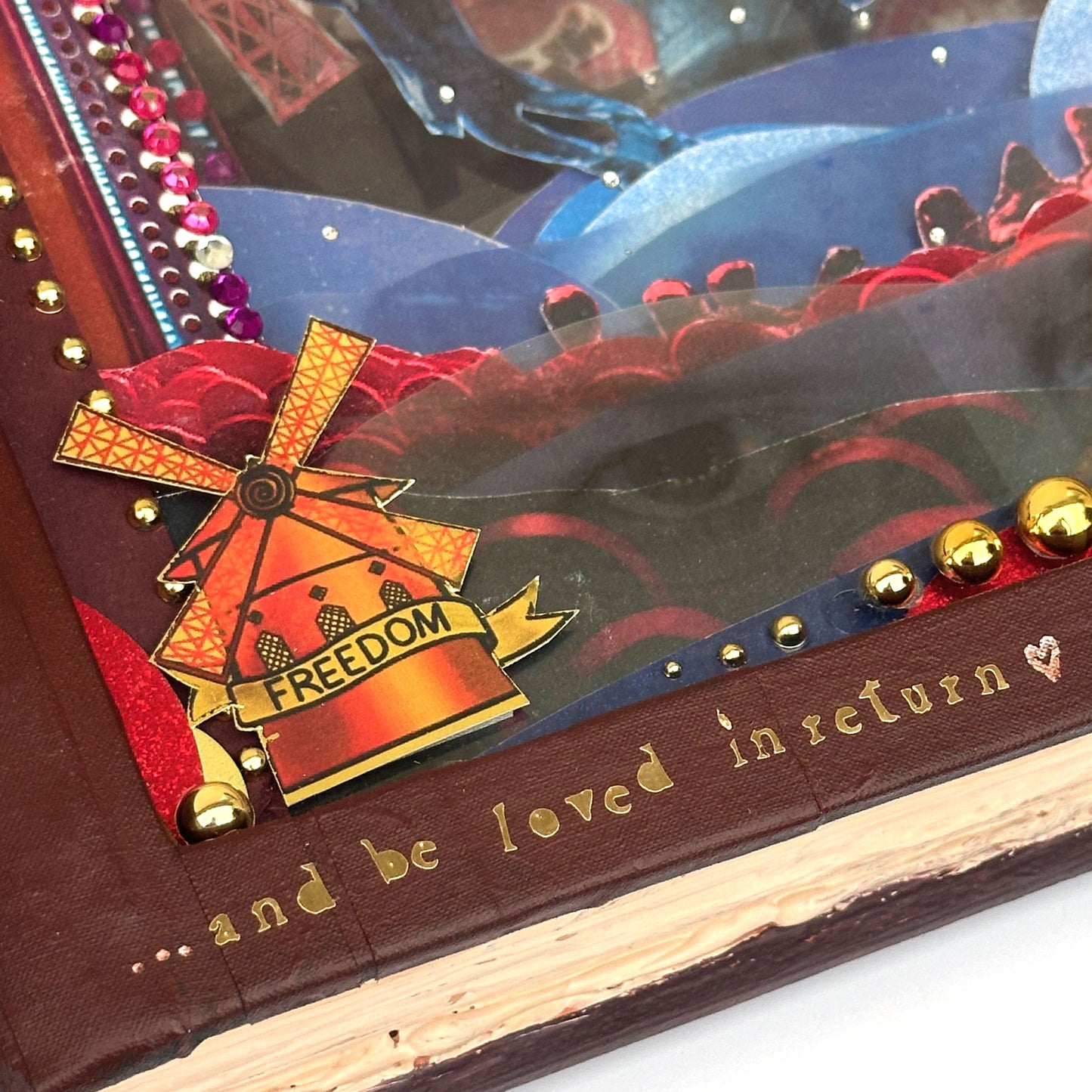 Diorama made using a vintage book celebrating Moulin Rouge and David Bowie